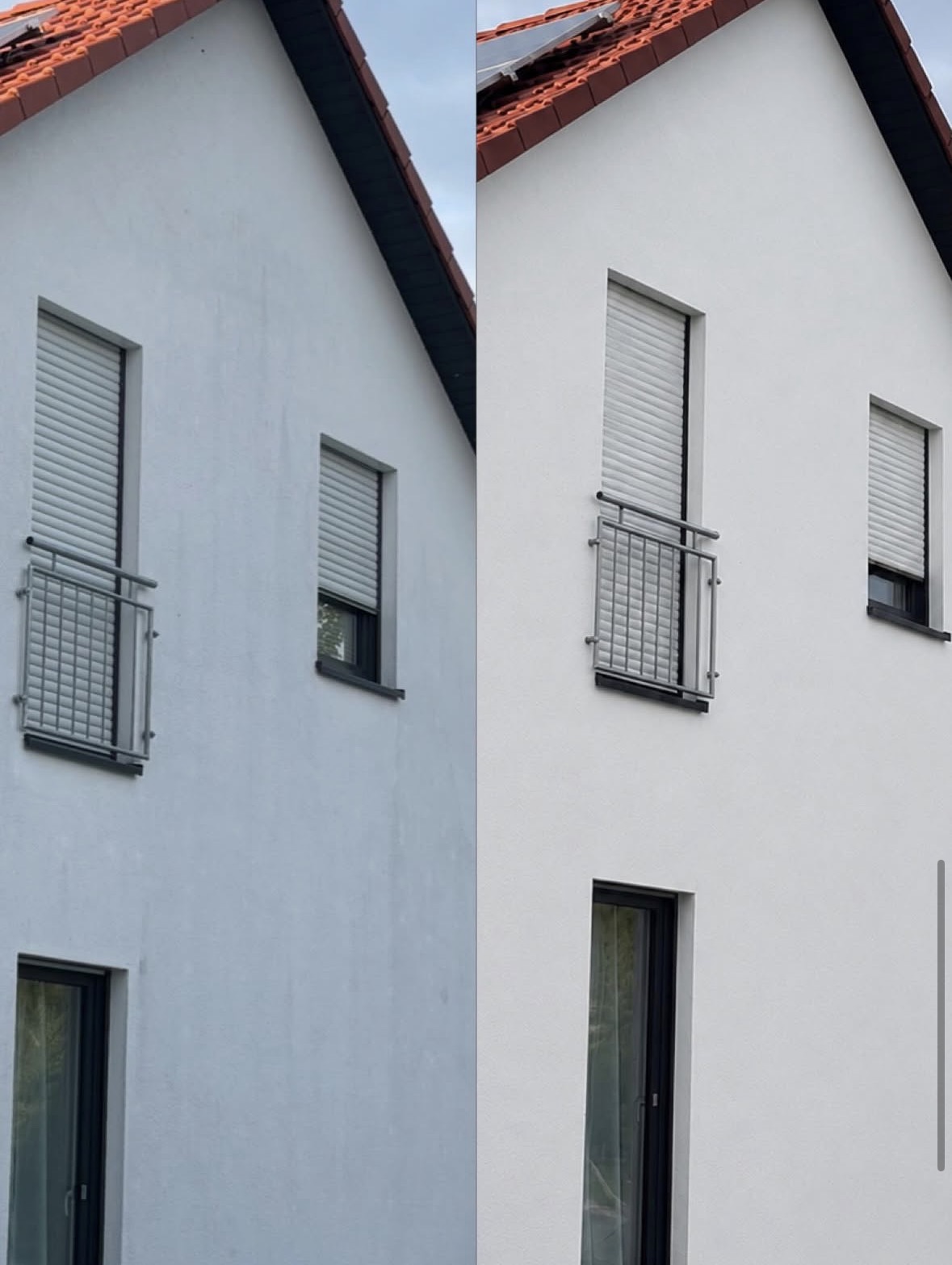 Hausfassade vor und nach der Reinigung
